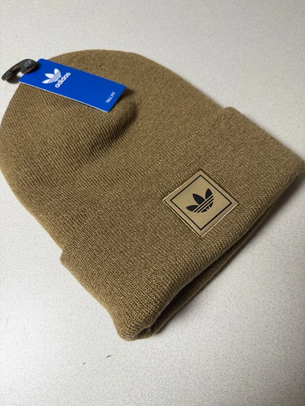 adidas Trefoil Cuffed Beanie Hat in Brown